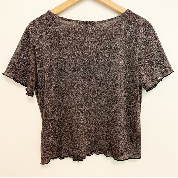 Urban Outfitters Sparkly 90s Silver Wavy Crop Top - Picture 3 of 6